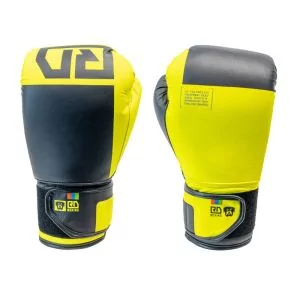 Gants De Boxe Rumble Cuir BLOCK COLOR Jaune/Noir V6 RD BOXING