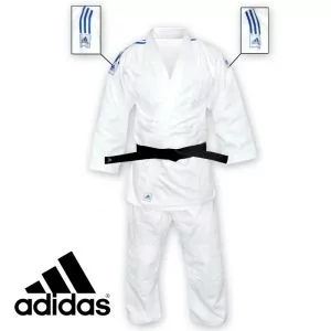 kimono judo grain de riz j350 bandes bleu ciel