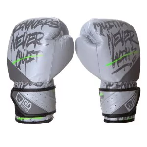 Gants De Boxe Rumble 12oz Cuir Ltd STATEMENT Gris/Vert Fluo V5 RD BOXING