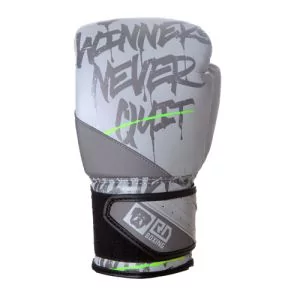 Gants De Boxe Rumble 12oz Cuir Ltd STATEMENT Gris/Vert Fluo V5 RD BOXING