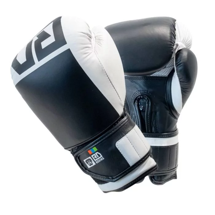 Gants De Boxe Rumble Cuir BLOCK COLOR Blanc/Noir V6 RD BOXING