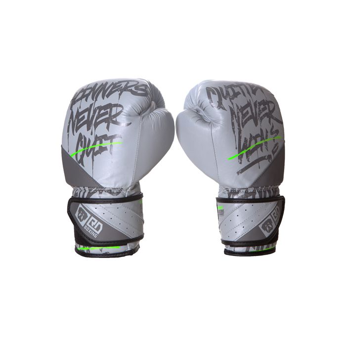 Gants de boxe Rumble V5 CUIR Ltd STATEMENT gris/vert fluo RD boxing -  Matos2boxe